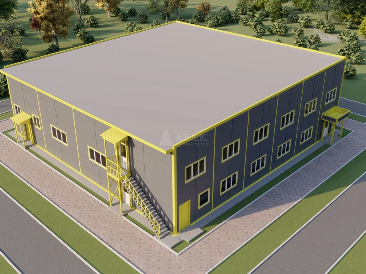 3D визуализация СТО с АБК из сэндвич-панелей - фото 2