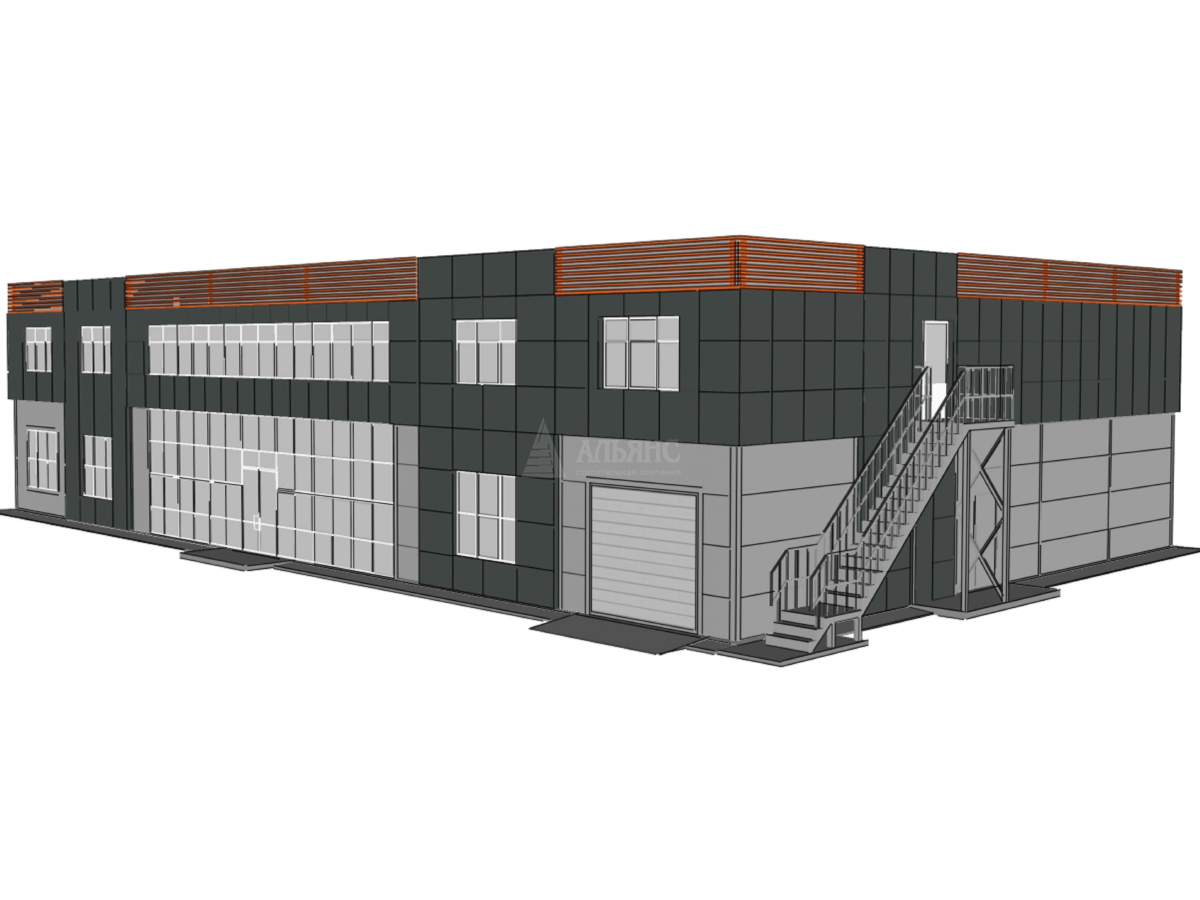 3D визуализация Магазин из сэндвич-панелей - фото 1